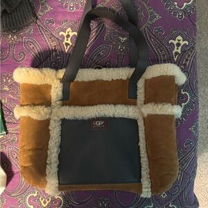 Vintage UGG chestnut sheepskin tote bag